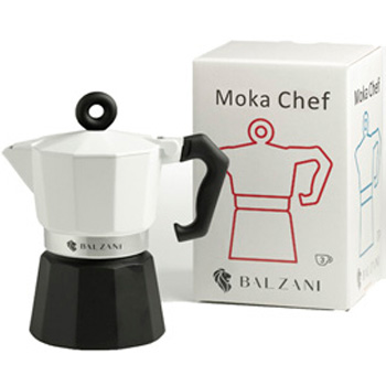 Cafeteira Moka Café BALZANI Chef dose para 3 Chávenas em Branco/Preto
