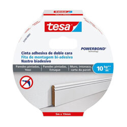 Fita Montagem Bi-adesiva Tesa Powerbond para Superficeis Porosas - Paredes Pintadas e Gesso 10kg 19mmx5mts