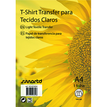 Papel Transfer T-Shirt Laser/Copier A4 Tecidos Claros 4294 10 Folhas