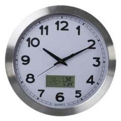 Relógio Parede com LCD Termómetro Higrómetro Previsão Tempo em alumínio Ø 35 cm